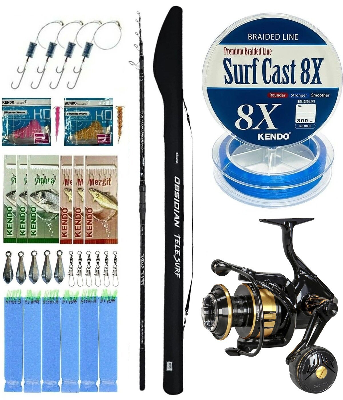 YekOutdoor Profesyonel Olta Seti Okuma Obsidian Super Light Tele Surf 420cm 100-220gr 5 Parça Olta Kamışı&Okuma Tesoro 8000PA Olta Makinesi