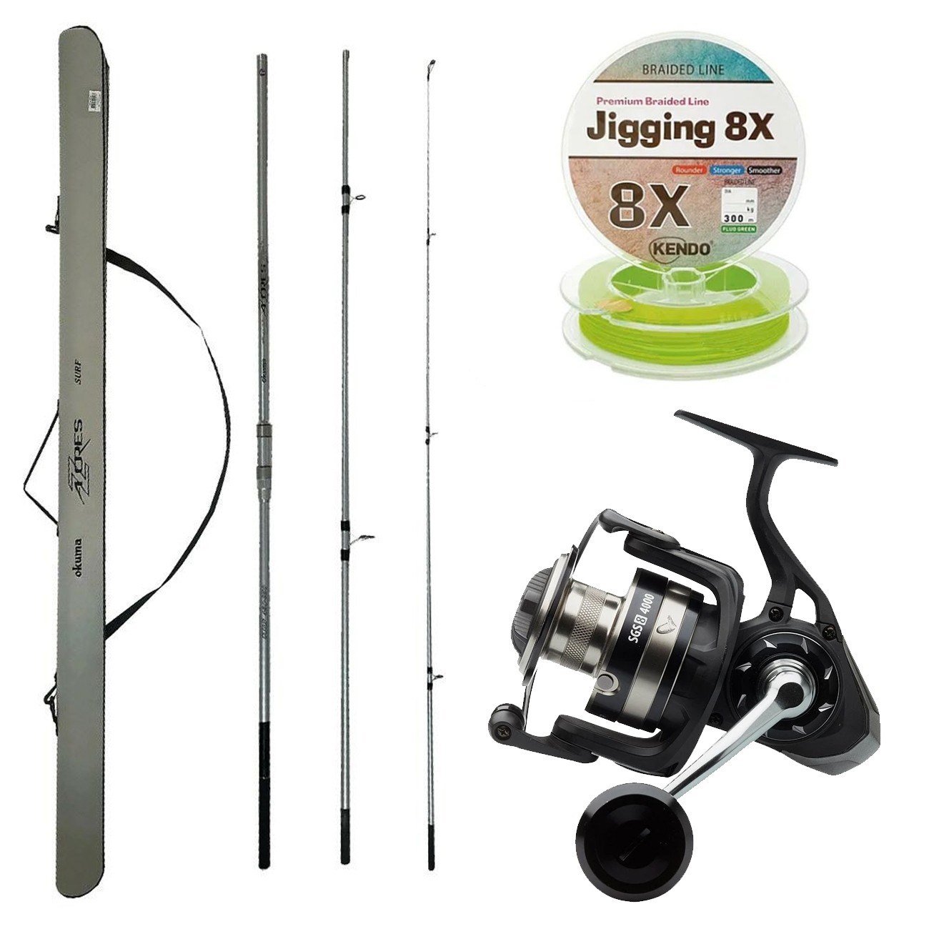 YekOutdoor Profesyonel Olta Seti Okuma Azores Surf 430cm 3 parça Surf Kamışı&Savage Gear SGS8 8000 FD 8+1BB Olta Makinesi