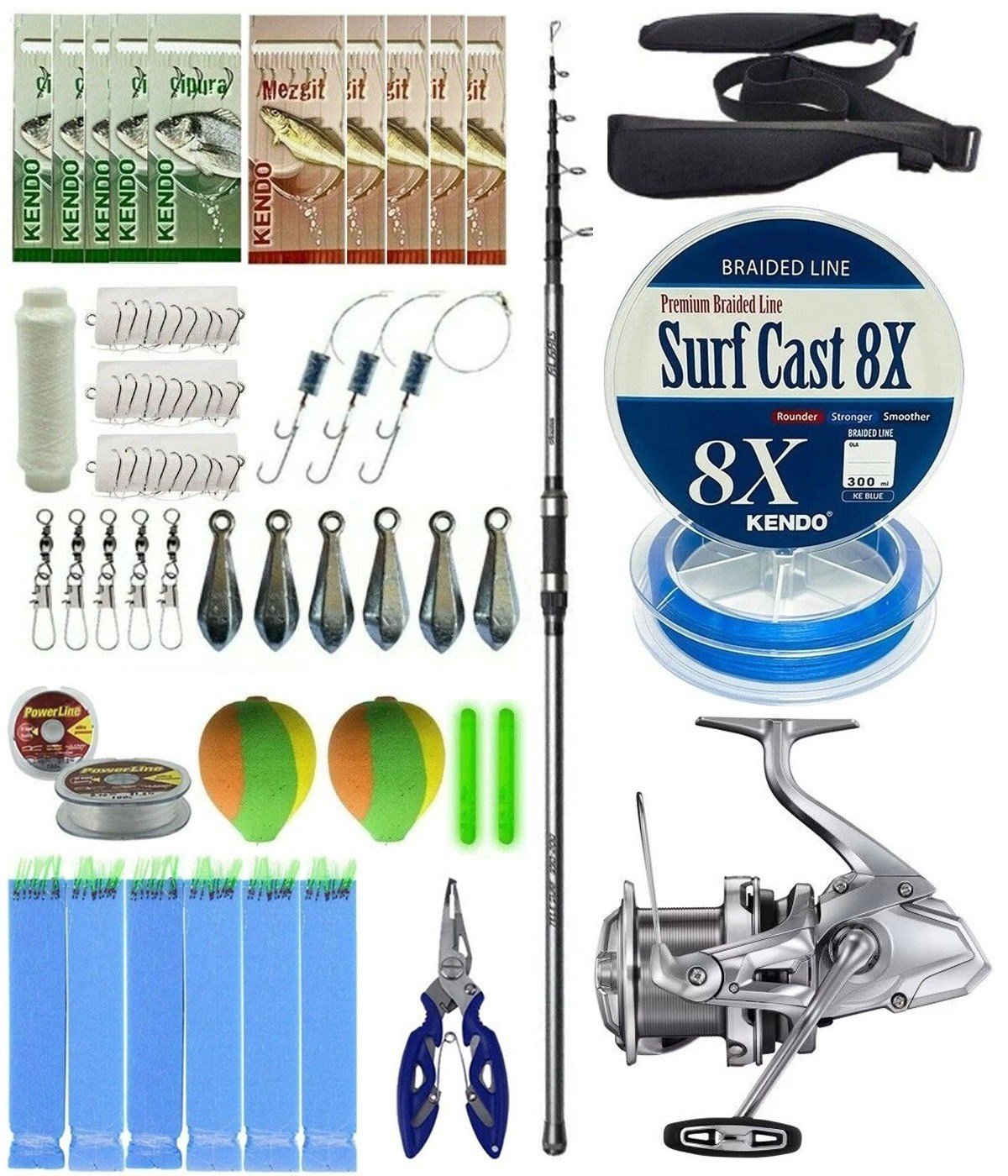 YekOutdoor Surf Olta Seti Okuma Alaris Tele Surf 420 cm 100-200 gr Surf Kamışı&Shimano Makina Ultegra 14000 XSE