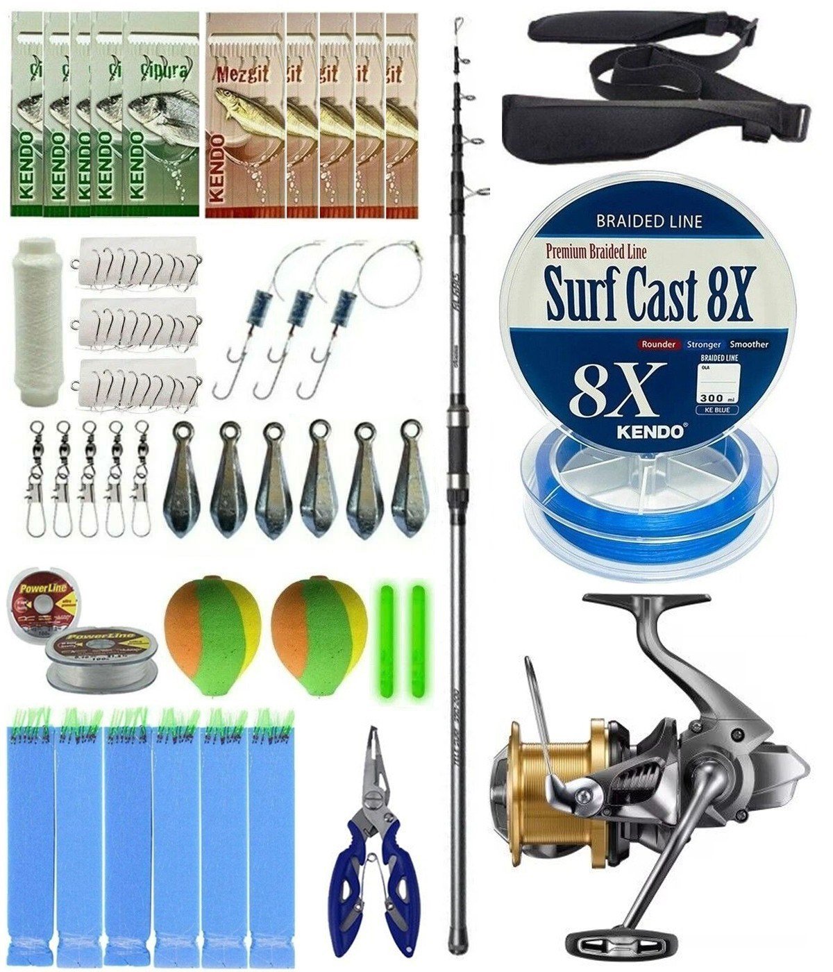 YekOutdoor Surf Olta Seti Okuma Alaris Tele Surf 420 cm 100-200 gr Surf Kamışı&Shimano Makina Aerlex XSC 14000