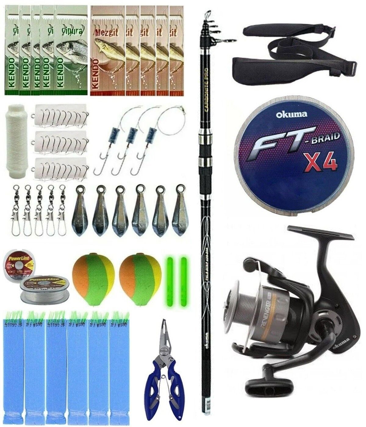 YekOutdoor Surf Olta Seti Okuma Carbonite Pro Tele Surf 420 cm Surf Kamışı&Okuma Revenger RV-55 FD Olta Makinesi