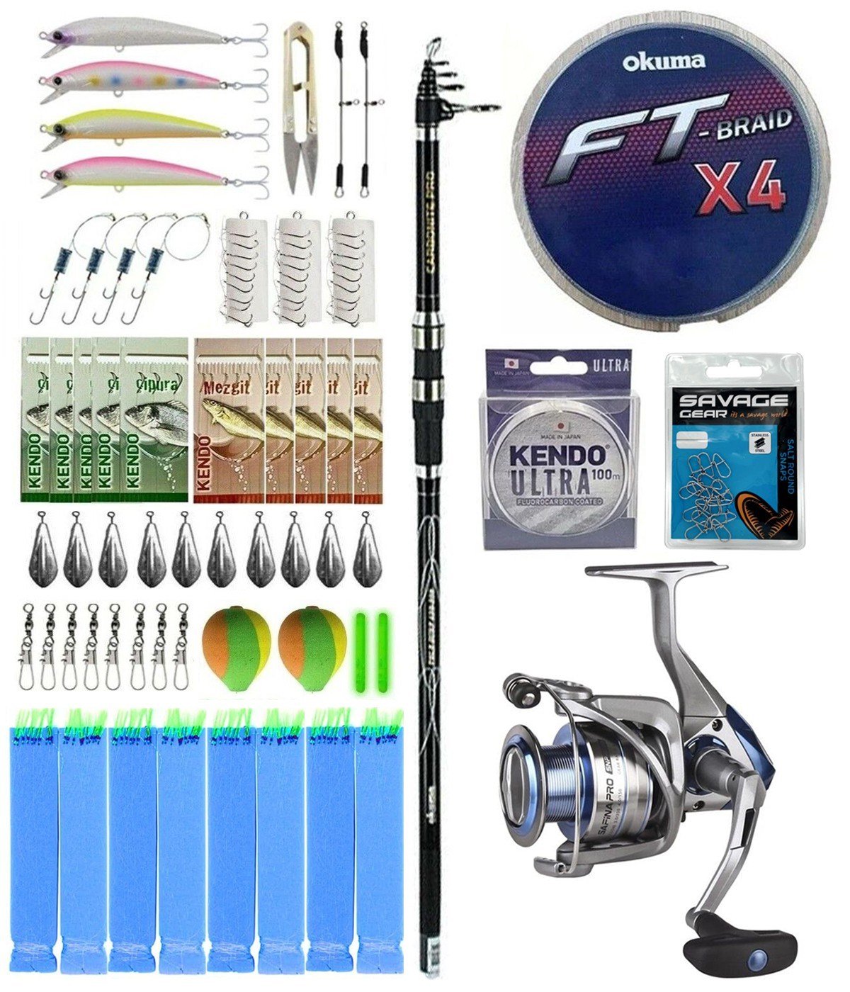 YekOutdoor Surf Olta Seti Okuma Carbonite Pro Tele Surf 420 cm Surf Kamışı&Okuma Safina Pro 8000 Olta Makinesi