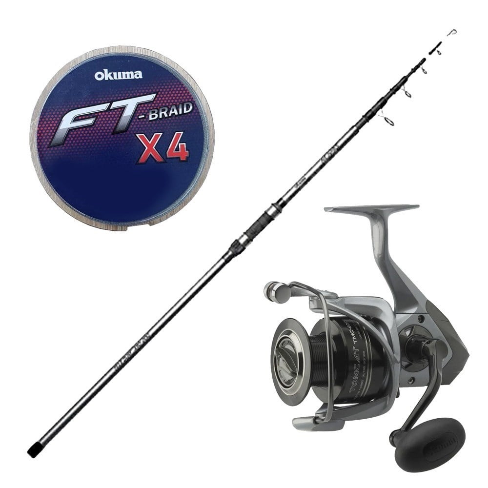 YekOutdoor Surf Oltası Seti Okuma Revenger Tele Surf 420 cm Surf Kamışı&Okuma Tomcat 8000 Olta Makinesi