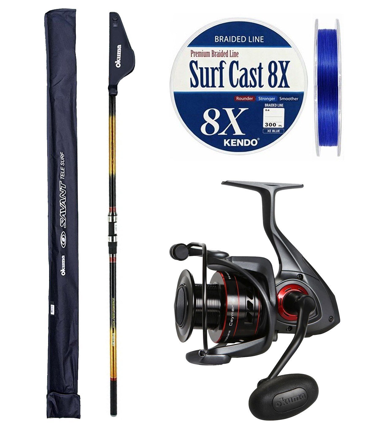 YekOutdoor Yüksek Kalite Hazır Olta Seti Okuma Savant Surf 420 cm 4 Parça Surf Kamışı&Okuma Ceymar C-8000A Dark Grey 7+1BB Olta Makinesi