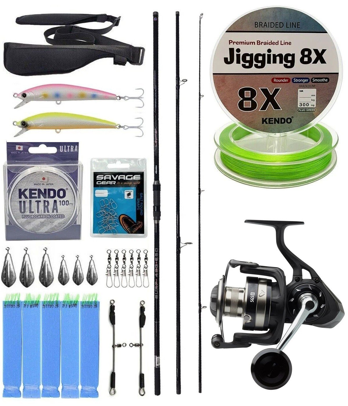 YekOutdoor Yüksek Performans Okuma Ceymar Surf 4,30 m 100-250 gr 3 Parça Surf Kamışı&Savage Gear SGS8 8000 FD 8+1BB Olta Makinesi