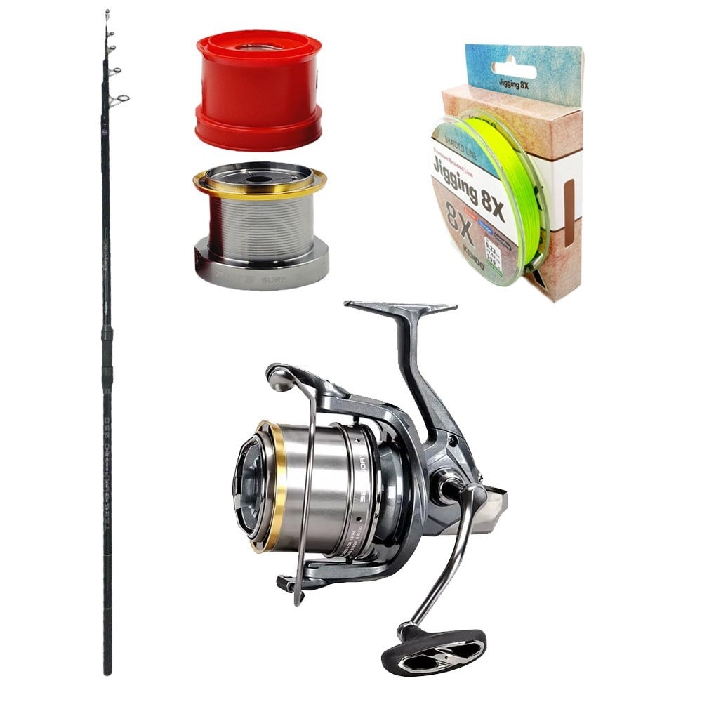YekOutdoor Yüksek Performans Okuma Olta Seti Okuma Ceymar Tele surf 4.30M 6 Parça Surf Kamışı&Okuma Flite Surf FLS35-1500AY Gunsmoke 9+1BB Olta Makinesi