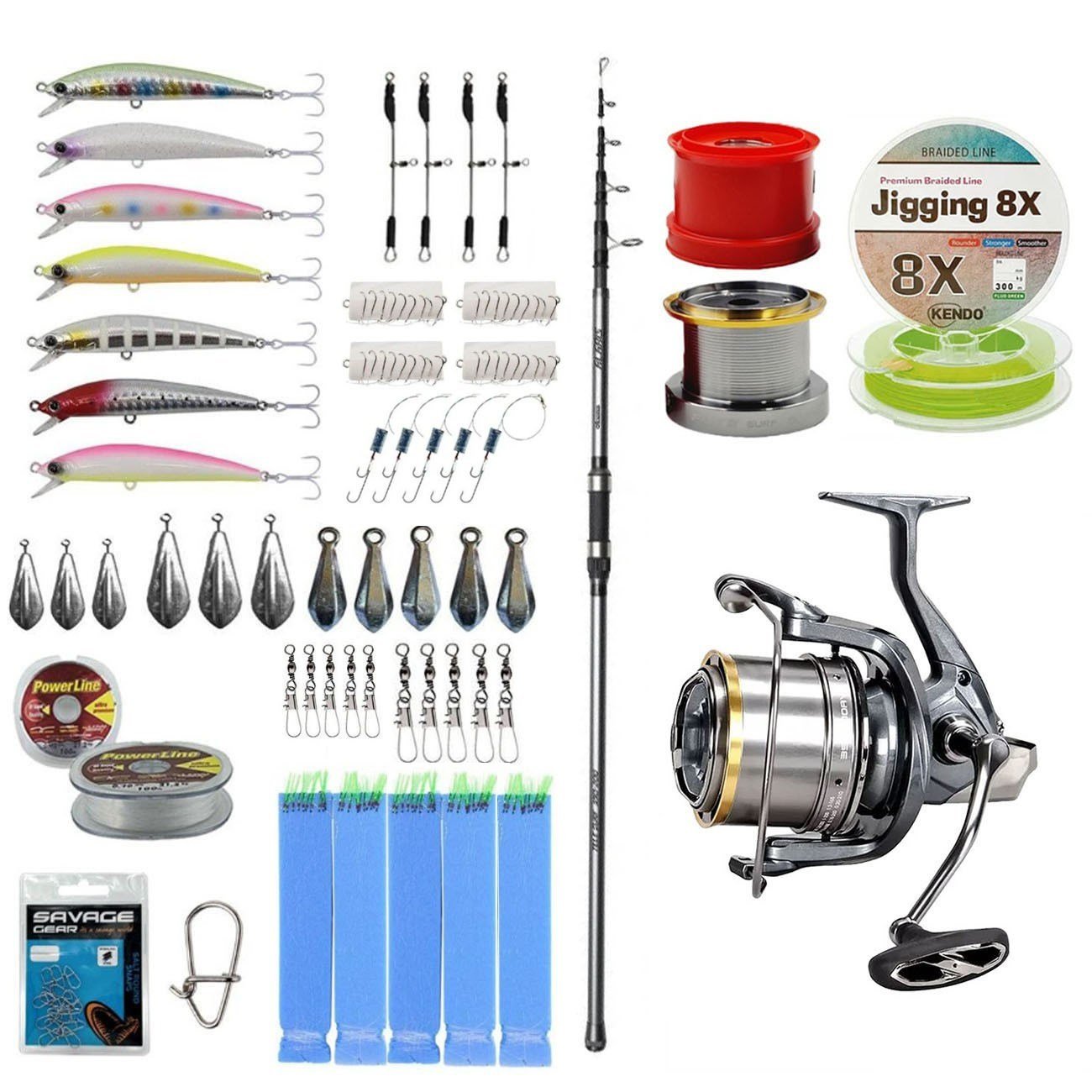 YekOutdoor Yüksek Performans Olta Seti Okuma Alaris Tele Surf 420 cm 100-200 gr Surf Kamışı&Okuma Flite Surf FLS35-1500AY Gunsmoke 9+1BB Olta Makinesi