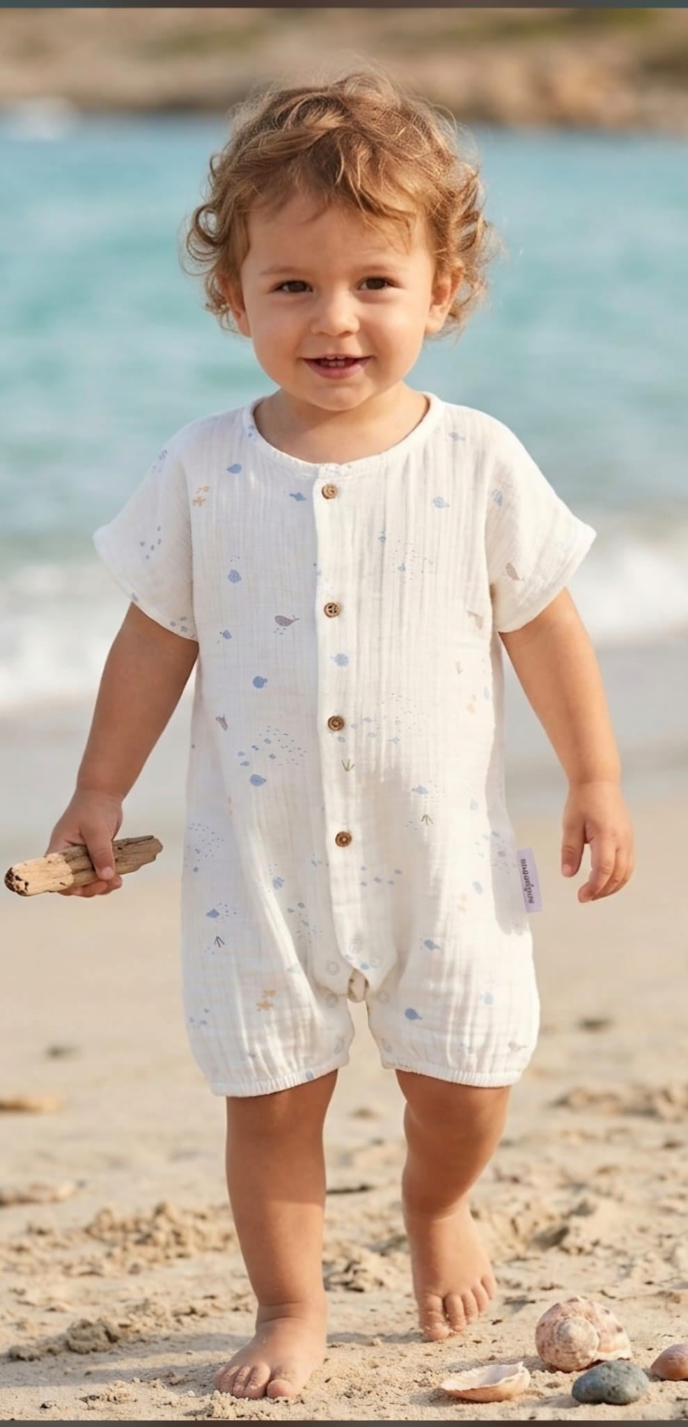 BEBEK TULUM ROMPER  OCEAN IS MY HAPPY PLACE MUSLIN