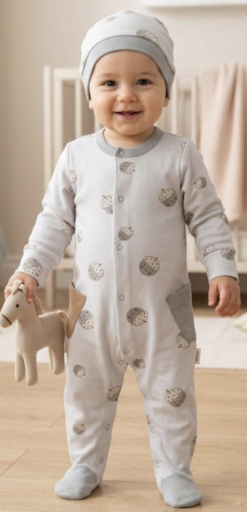 BEBEK TULUM TAKIM ROMPER HAT SET HELLO AUTUMN