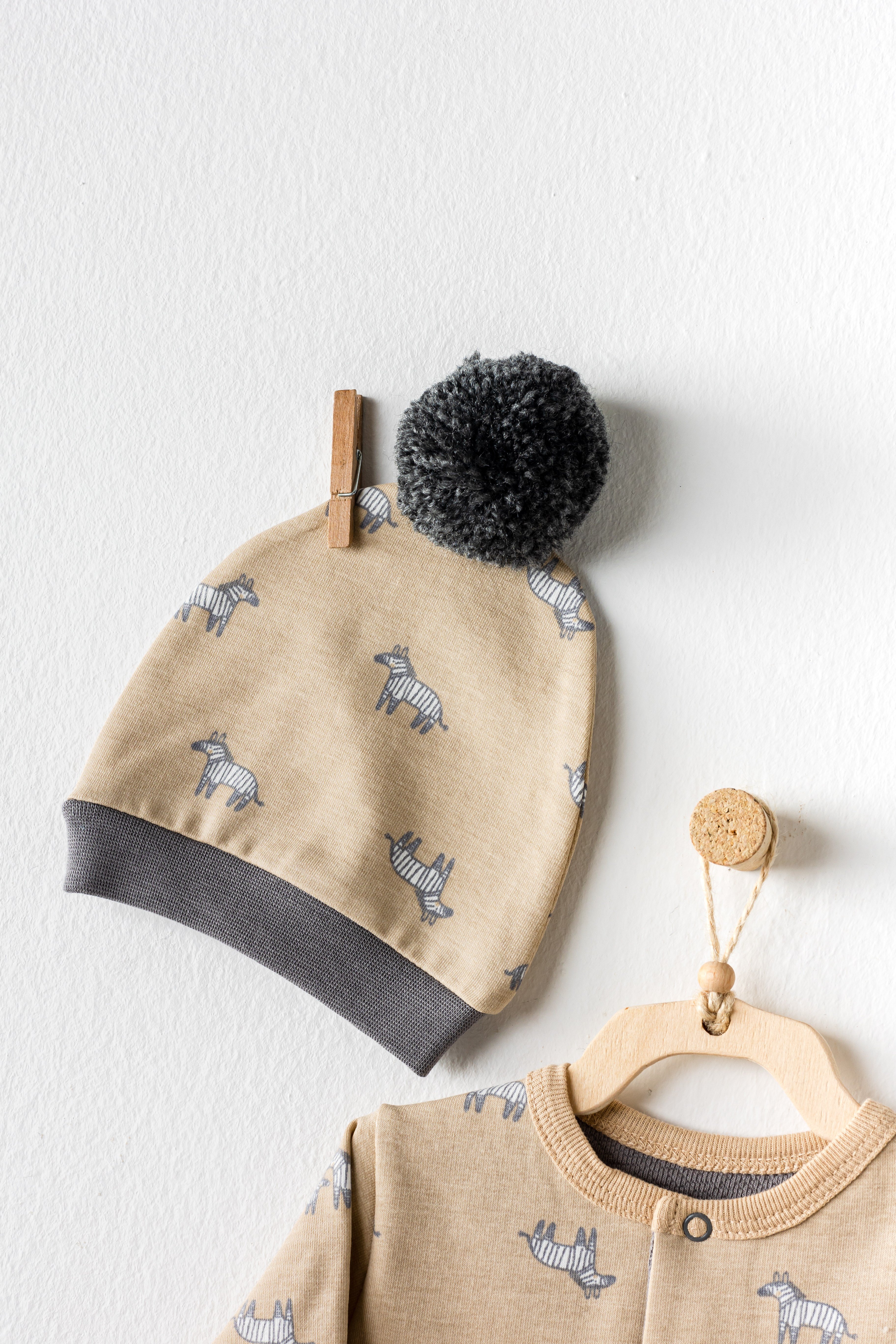 BEBEK TULUM TAKIM ROMPER HAT SET  LITTLE ZEBRA