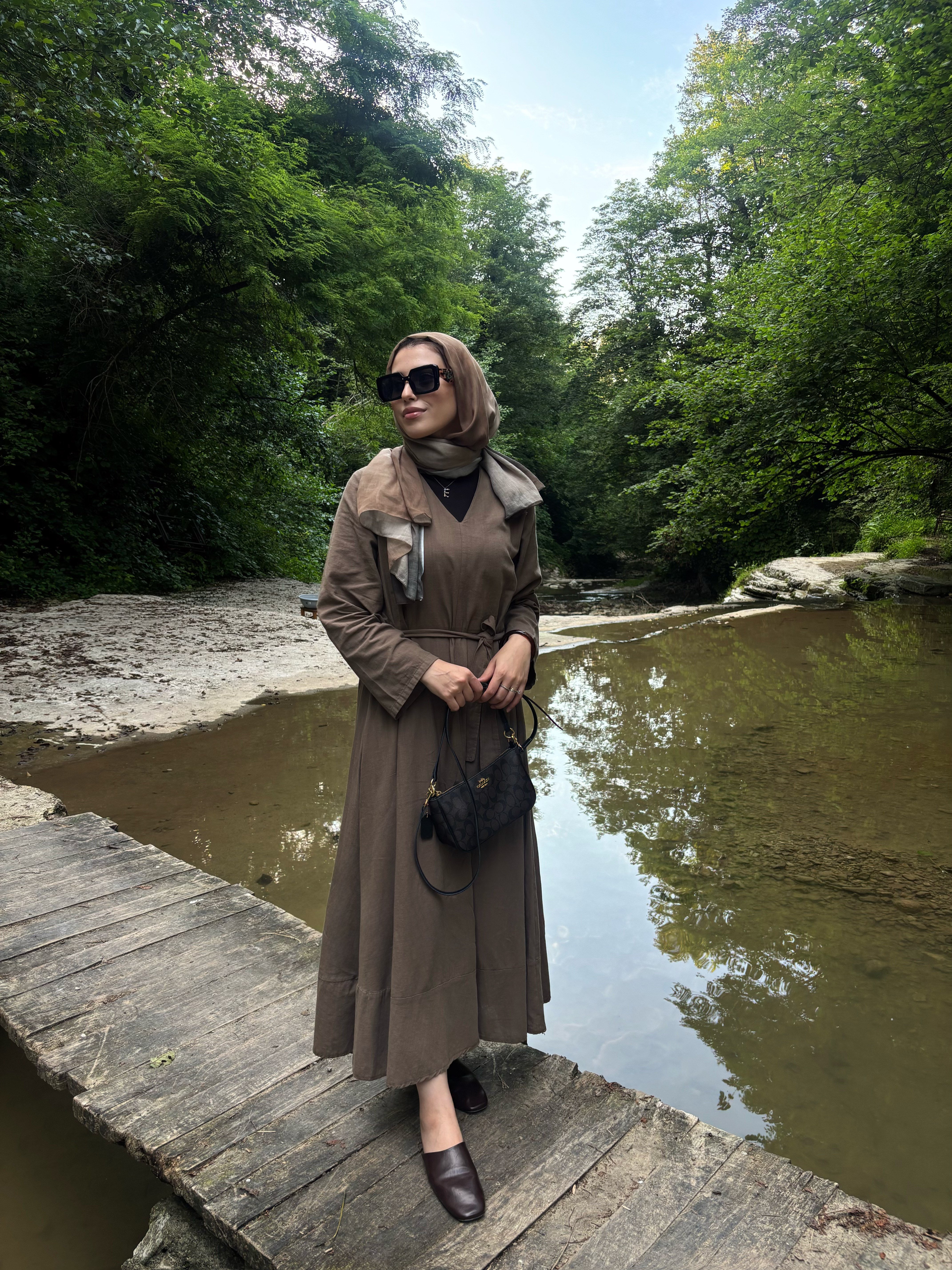Olive Keten Elbise