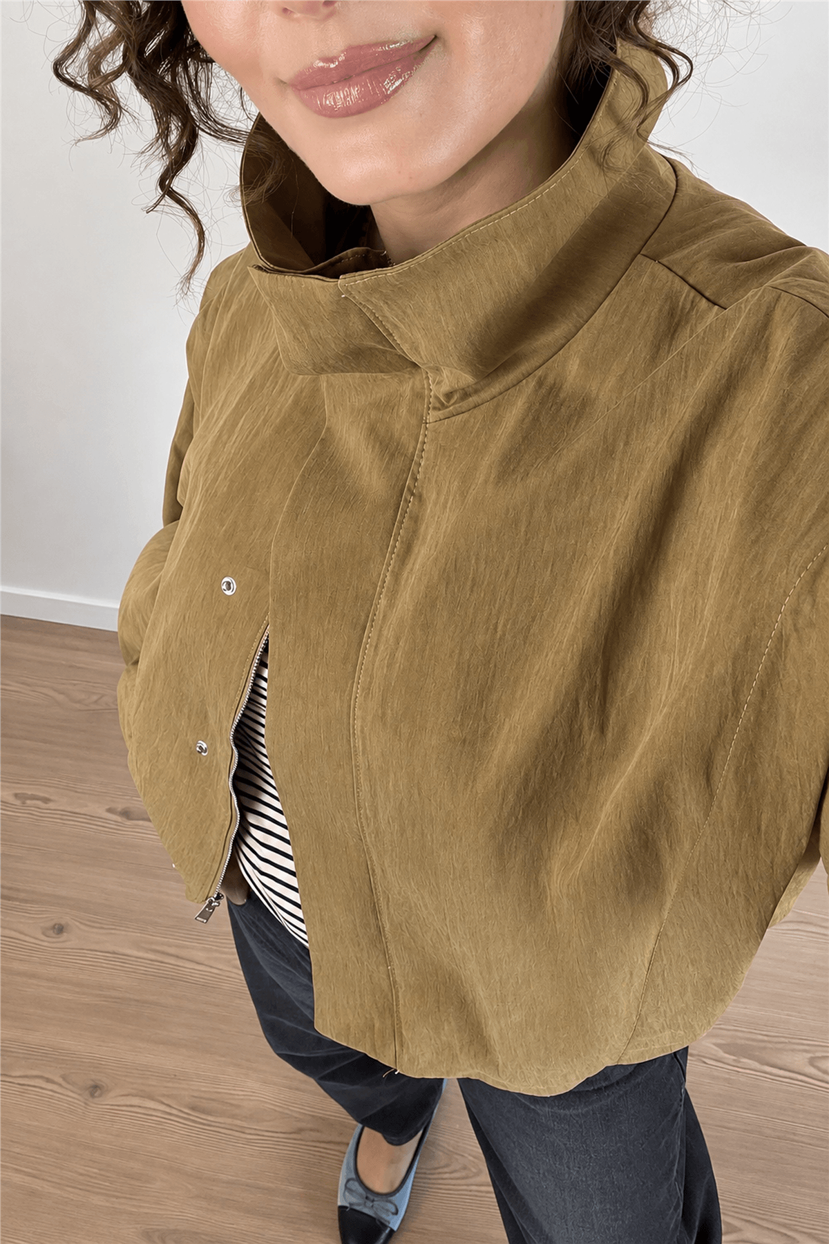 Camel Kısa Paraşüt Ceket