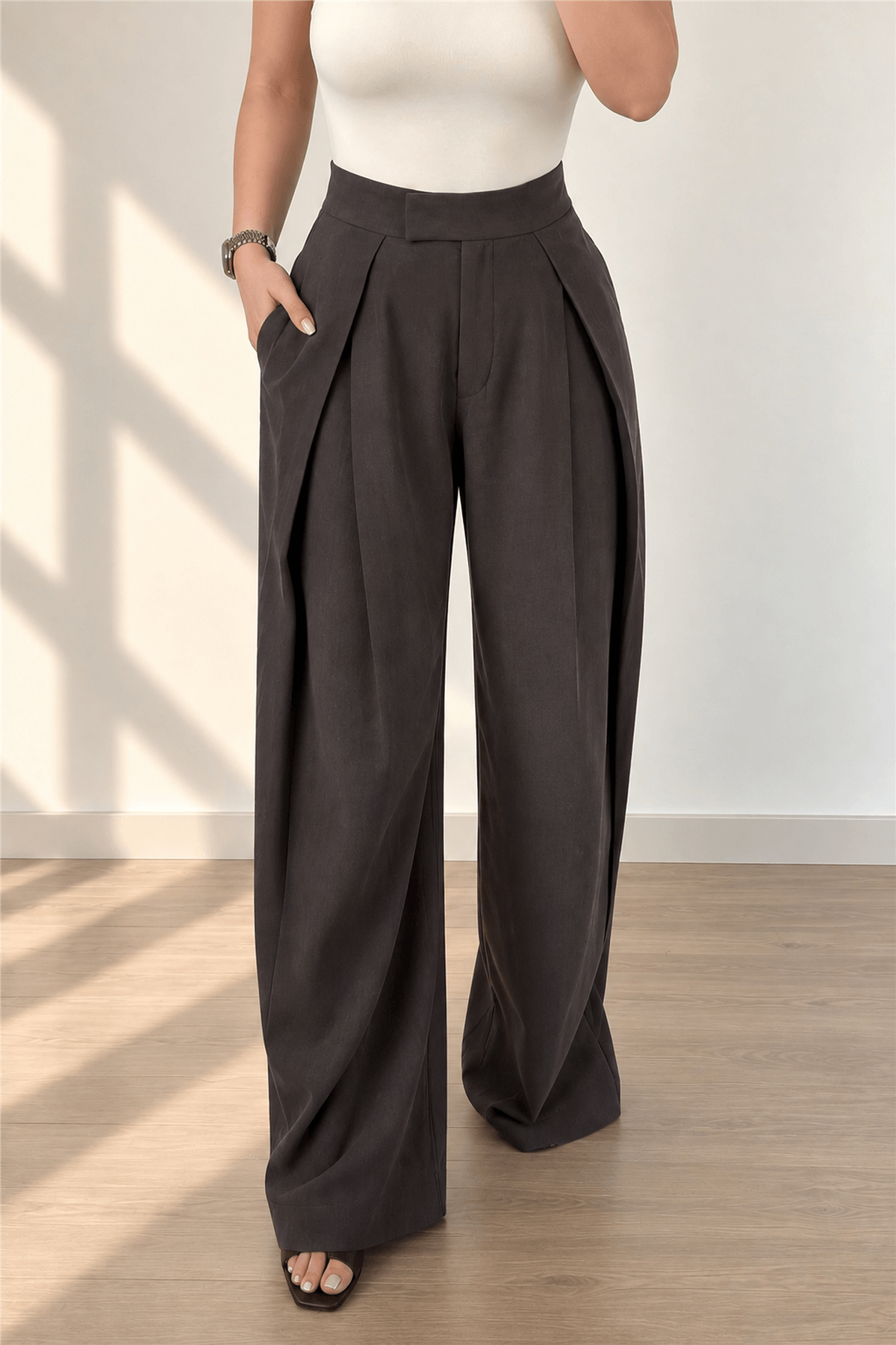 Kahve Fit Liyosel Kumaş Pantolon