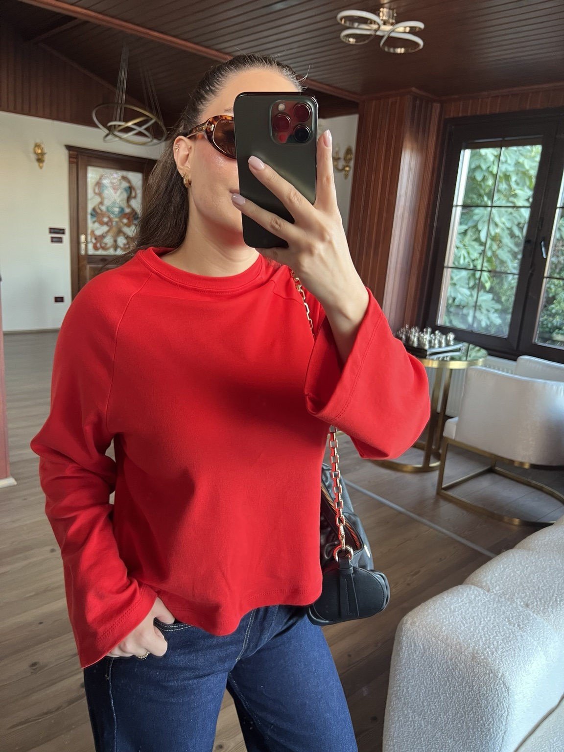 Kırmızı Bisiklet Yaka Basic T-Shirt