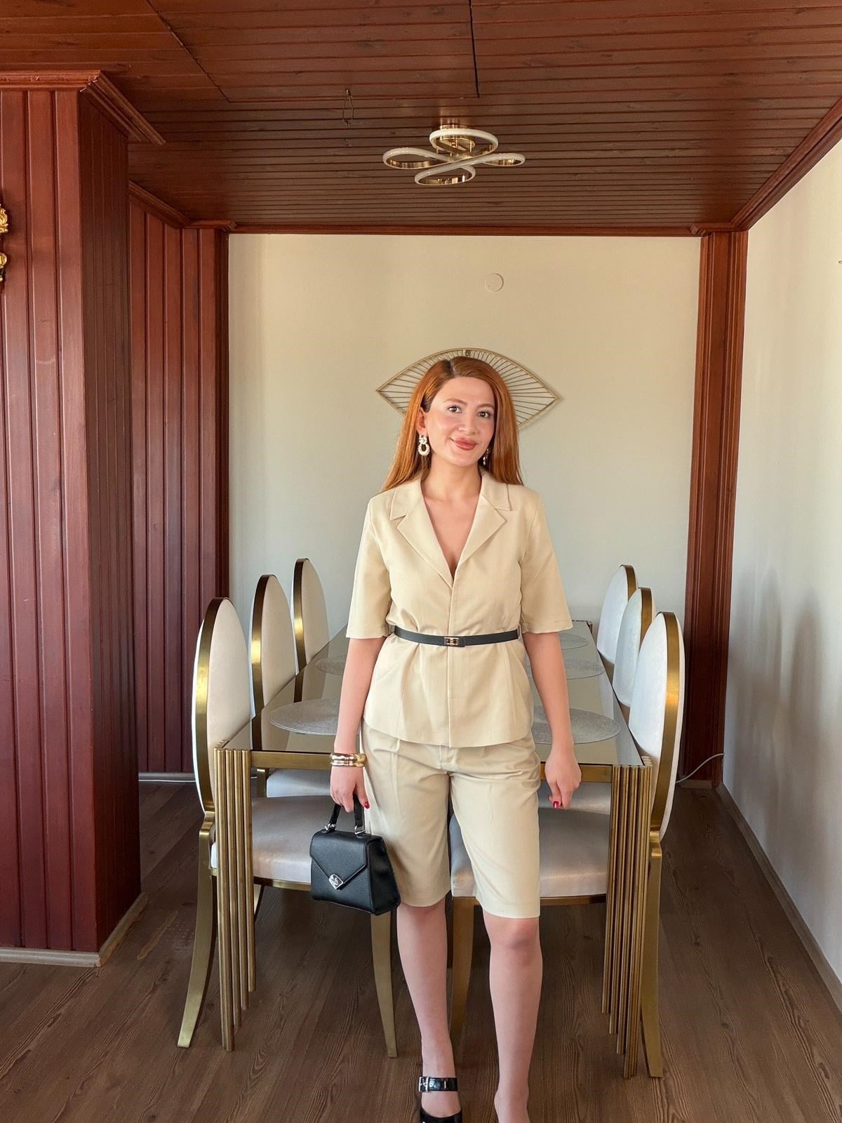 KREM KEMER DETAYLI KETEN TAKIM