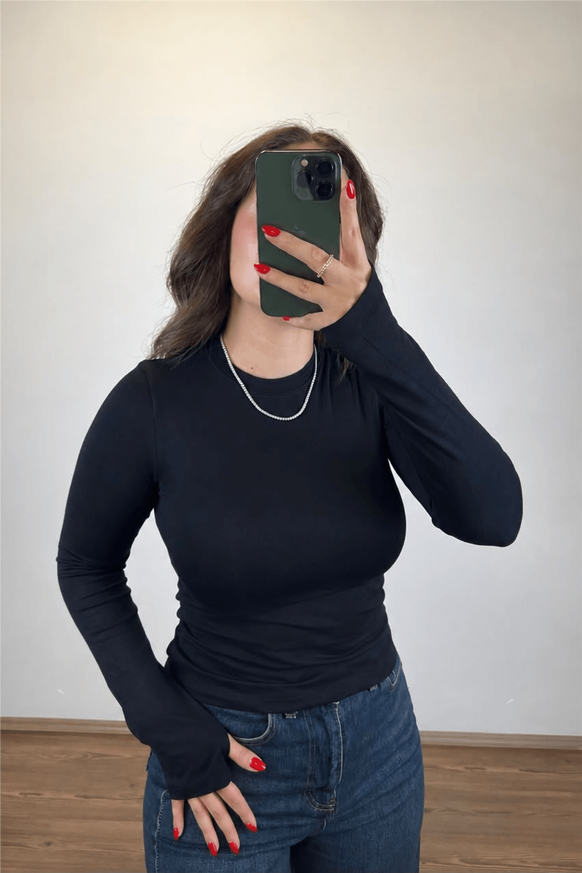 Siyah Basic Uzun Kollu T-Shirt
