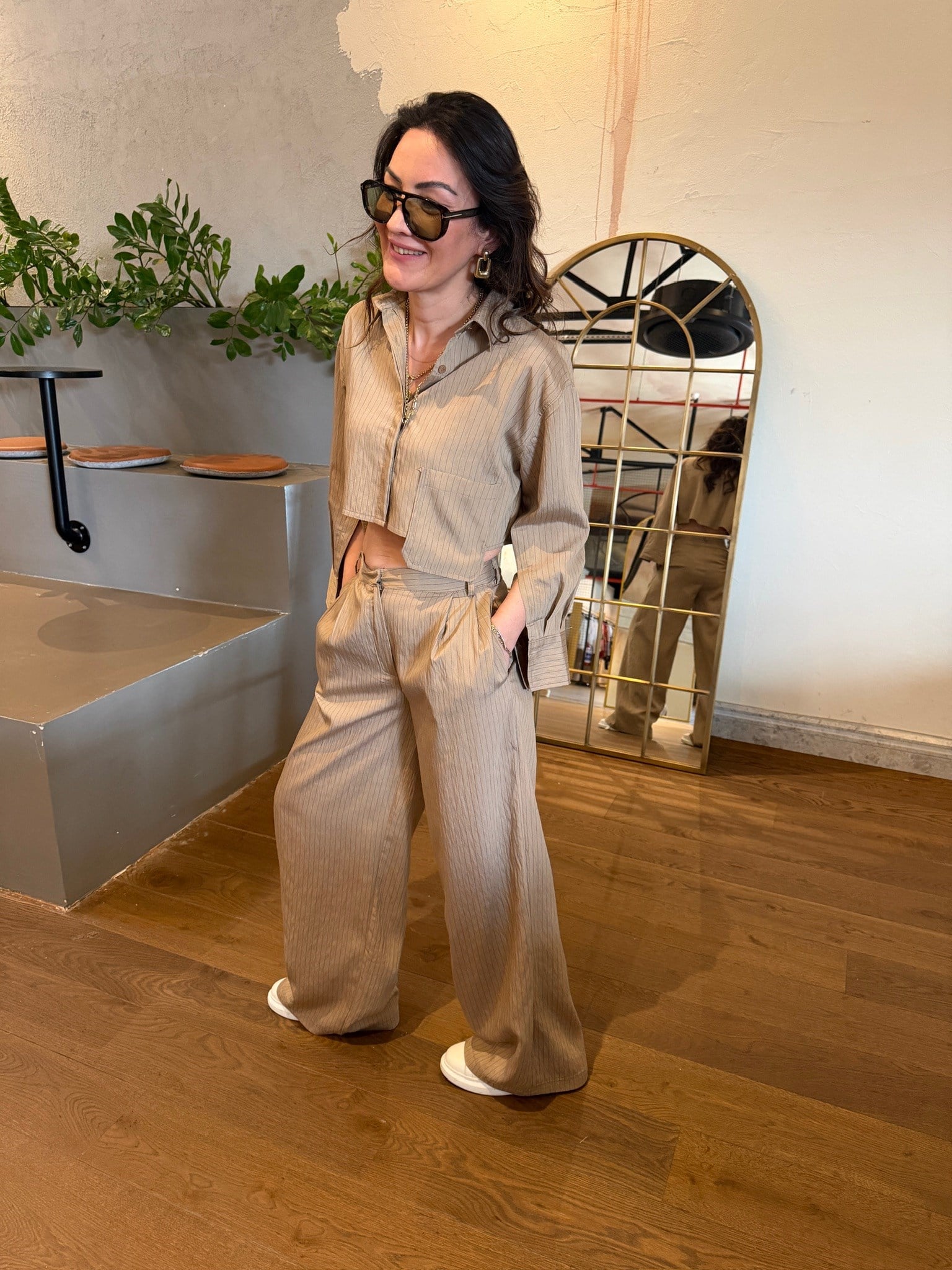 Çizgili Gömlek Pantolon Set