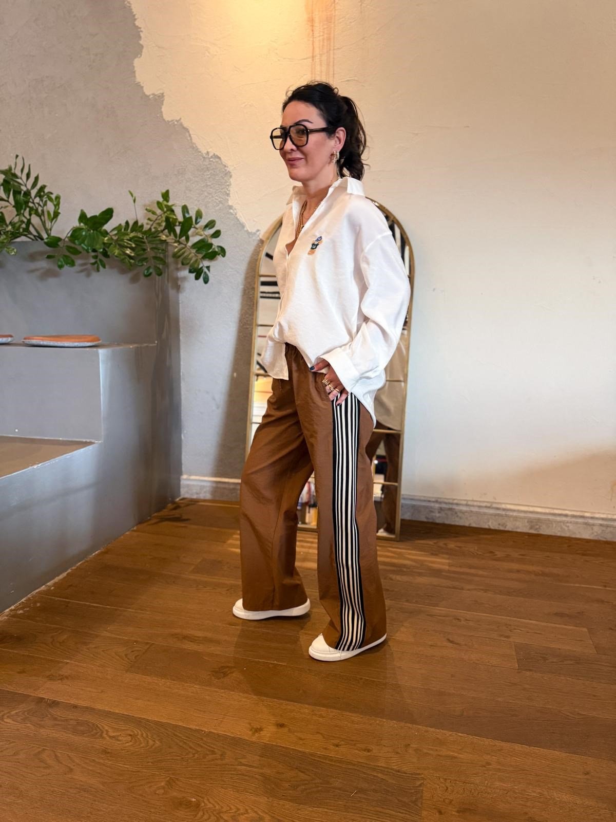 Paraşüt Kumaş Yan Şeritli Pantalon