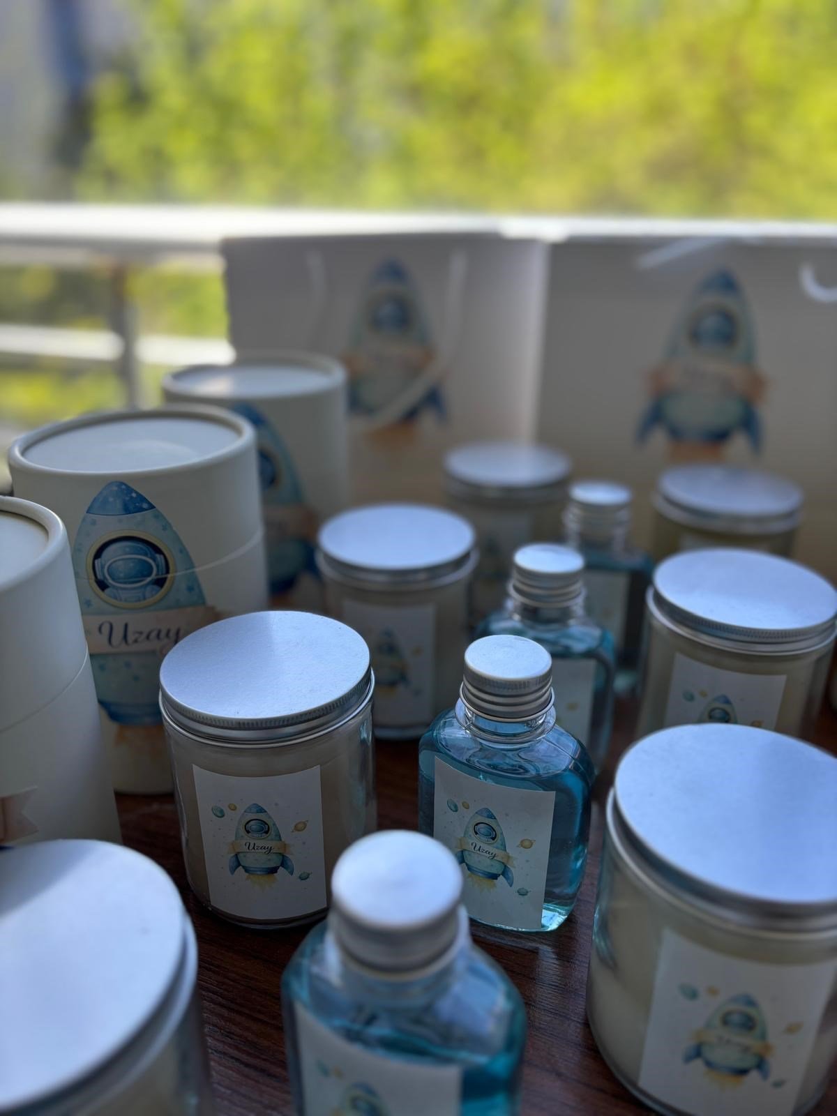 Silindir Kutu, Karton Çanta,Cam Kavanoz Mum ve Kolonya Set