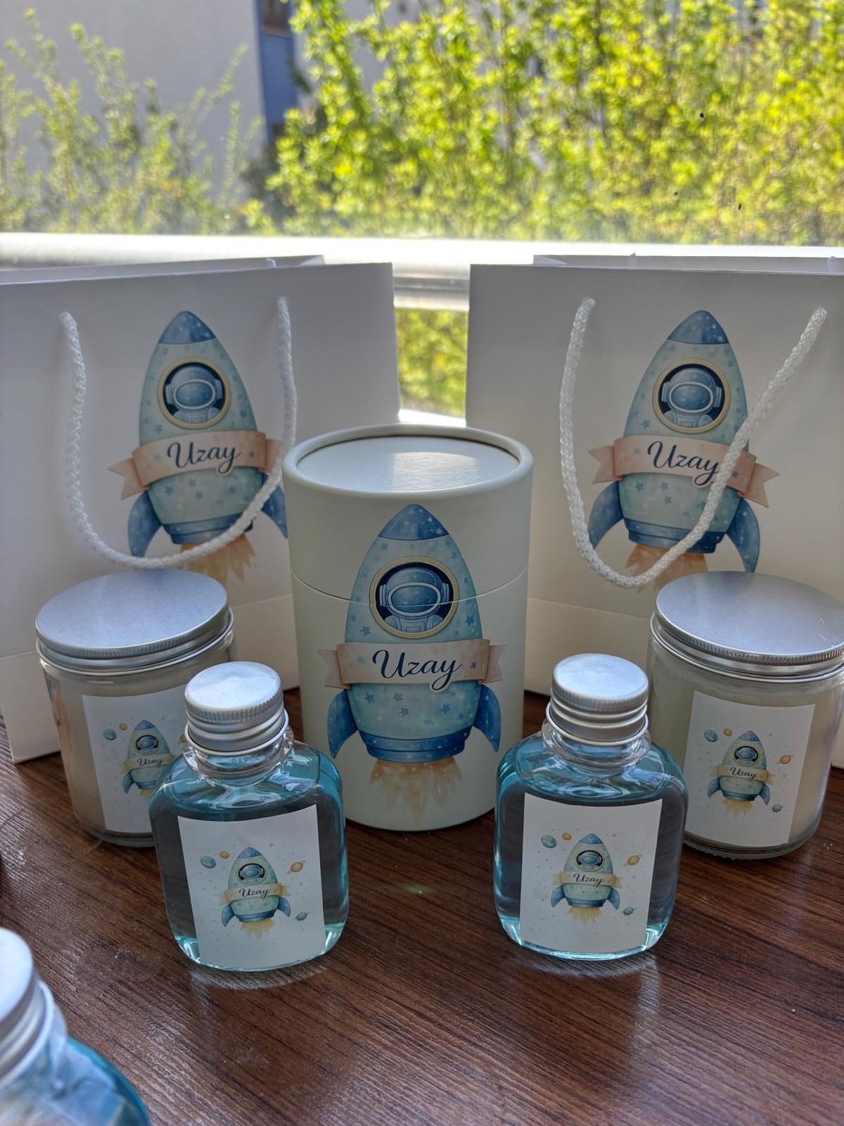 Silindir Kutu, Karton Çanta,Cam Kavanoz Mum ve Kolonya Set