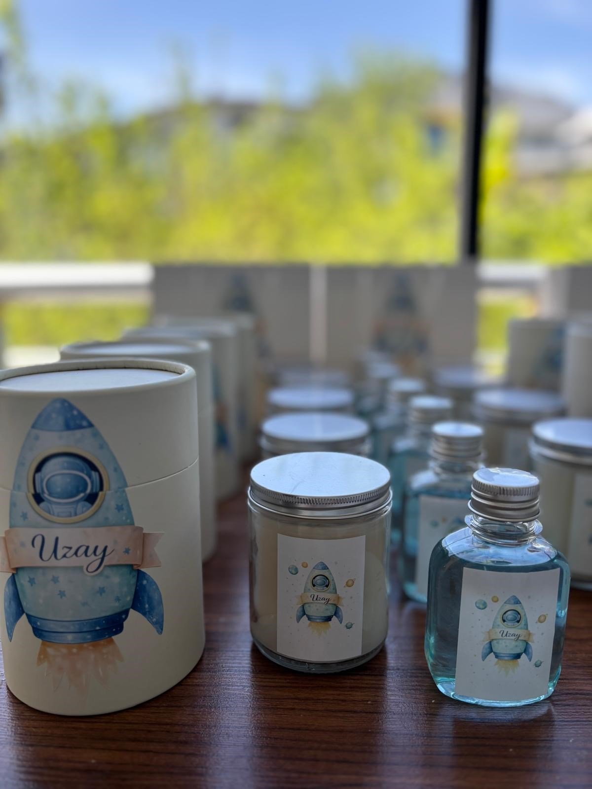 Silindir Kutu, Karton Çanta,Cam Kavanoz Mum ve Kolonya Set