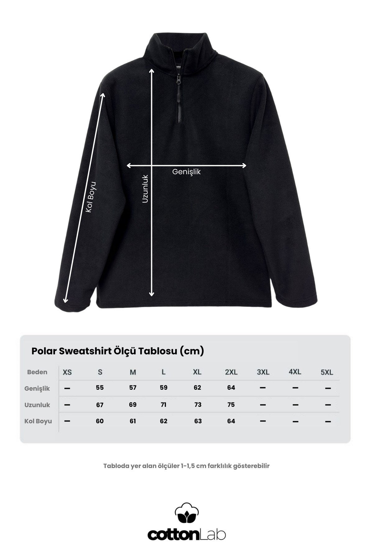 Erkek Standart Fit Rahat Kesim Tüylenme Yapmayan Soğuk Geçirmez Dik Yaka Polar Haki Sweatshirt