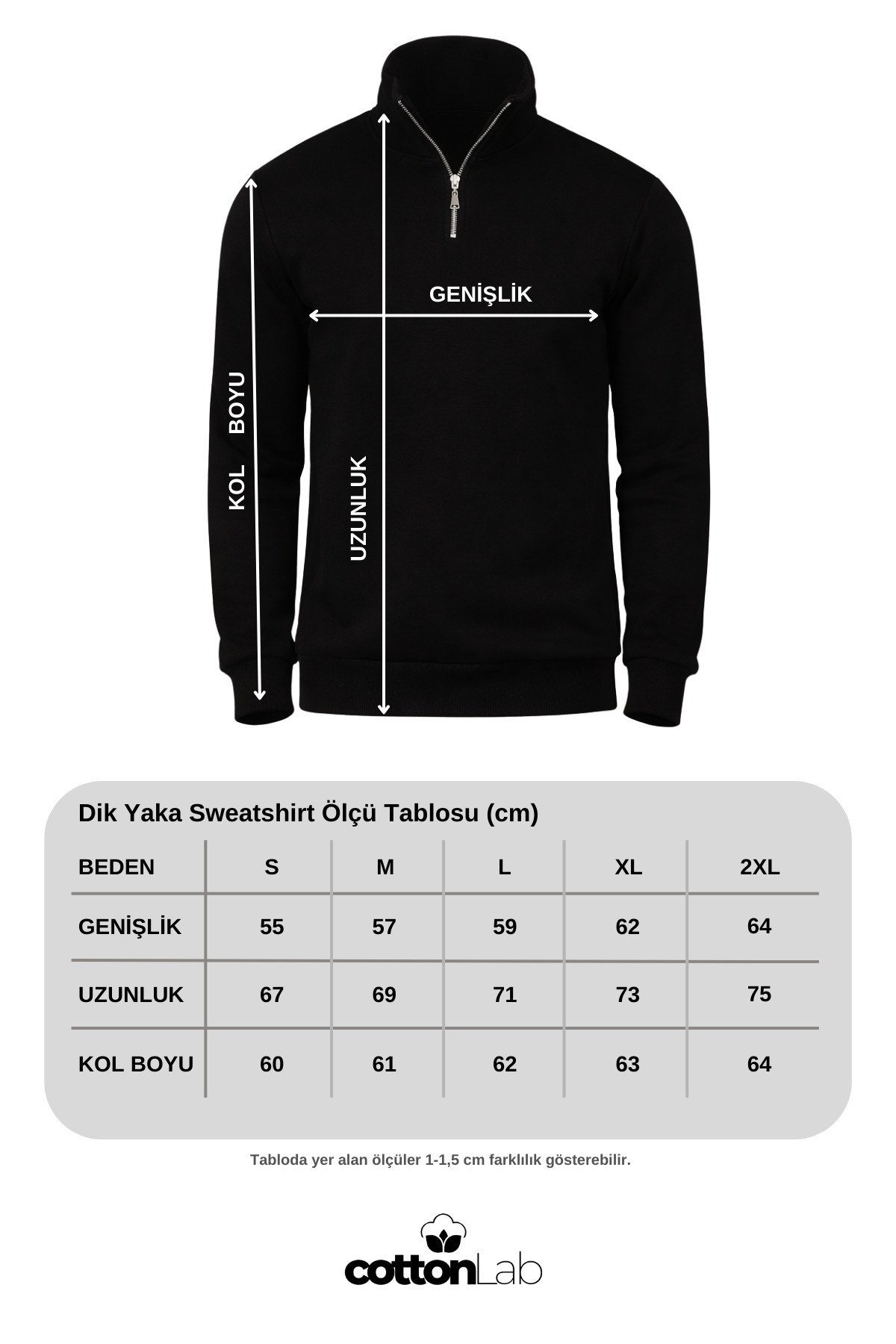 Unisex Relax Fit Rahat Kesim Yumuşak Dokulu İçi Polarlı Yarım Fermuarlı Dik Yaka Sweatshirt