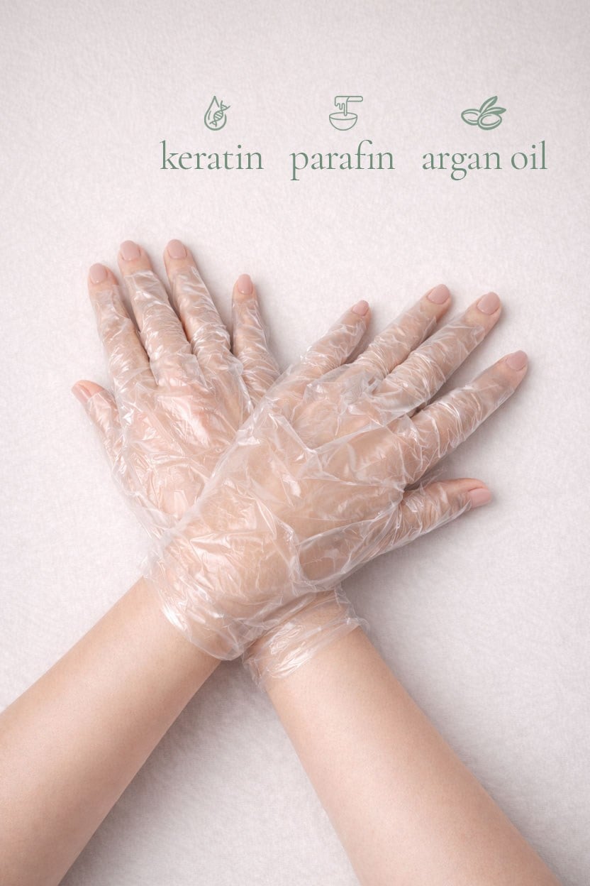 Argan Cure Manikür Kremli Bakım Eldiveni  | Argan Yağı & Keratin İçerikli Nemlendirici El Bakım Eldiveni
