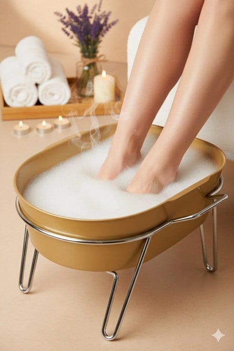 Krom Ayaklı Spa Pedikür Leğeni , Rahatlatıcı Ayak Banyosu , Spa Deneyimi 