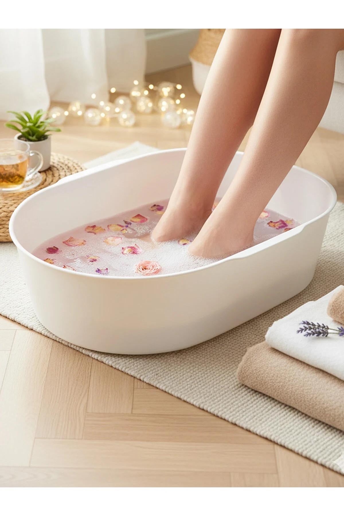 Pedikür Spa Ayak Leğeni – Evde Spa Konforu, Gold Renk, Sehpasız