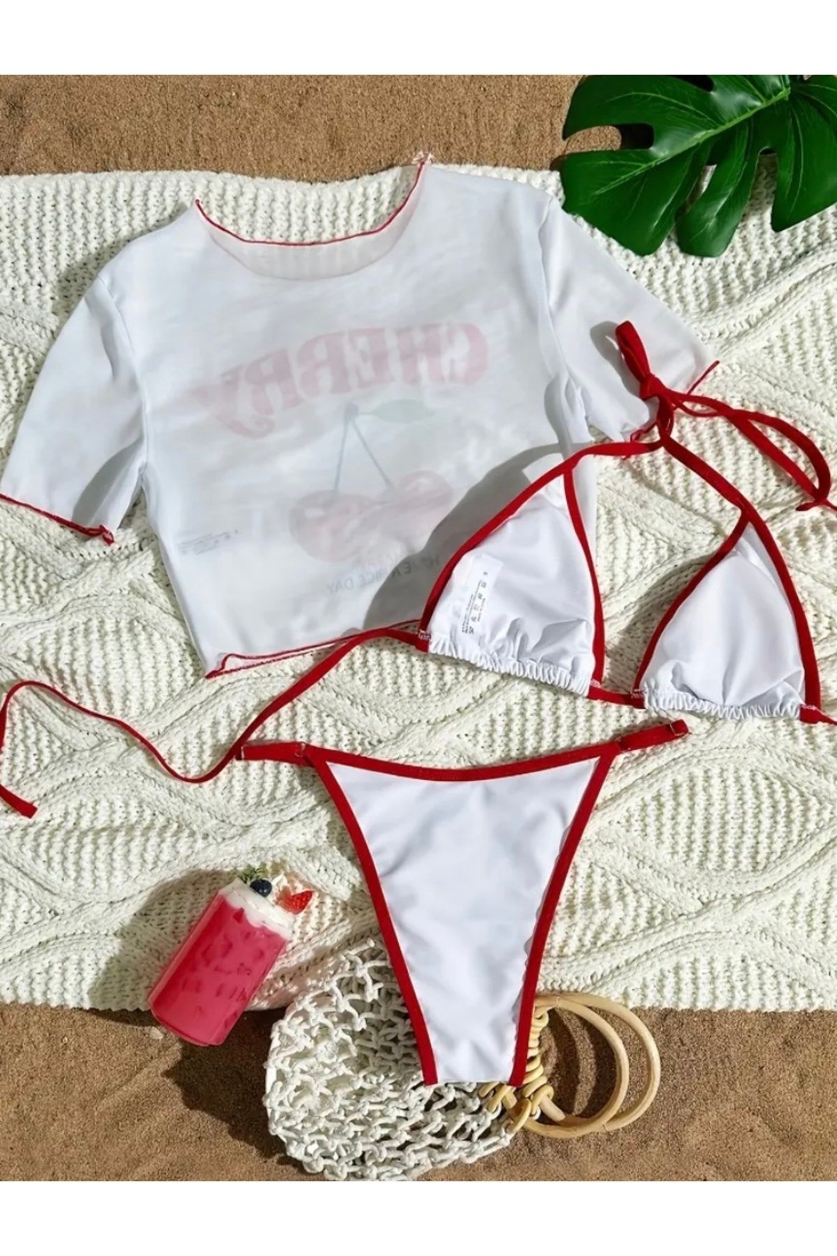 Bellegance cherry bikini takımı 3’lü