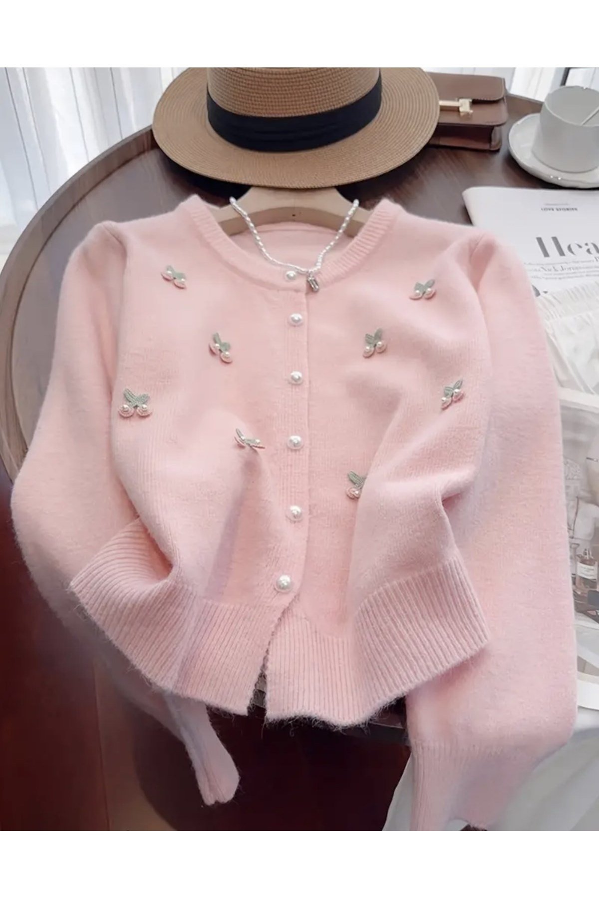 Bellegance marka kiraz çiçeği pembe hırka