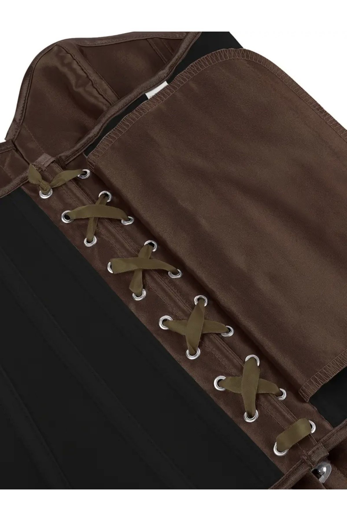 Bellegance saten kahverengi korse Fransız sarayı stili kadın