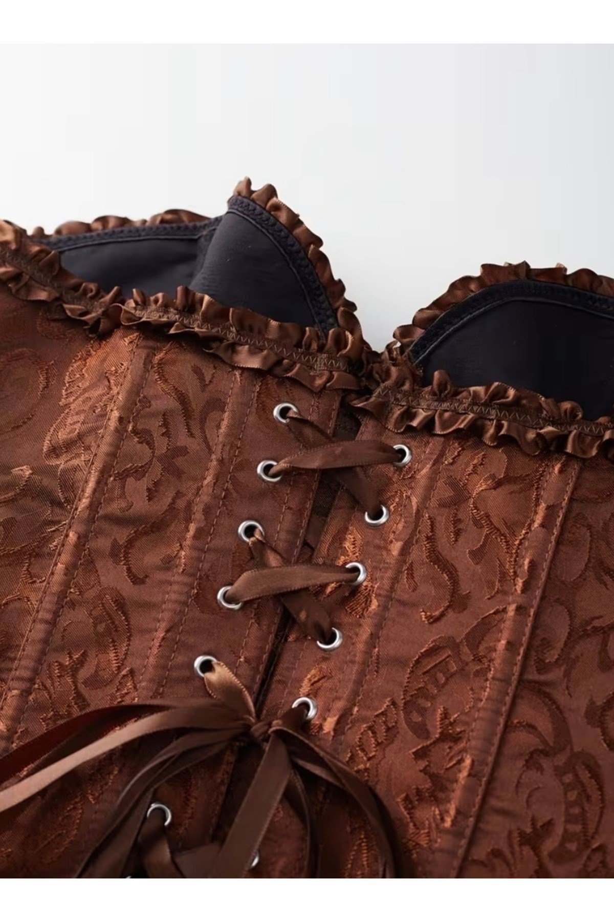 Kahverengi Victorian korse bellegance büstiyer kadın