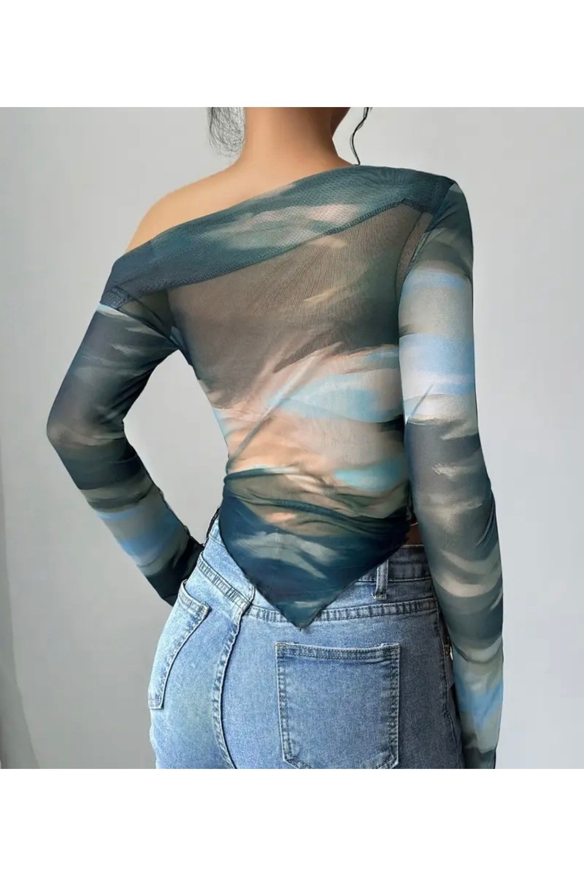 Tie-dye desen Bellegance şık bluz