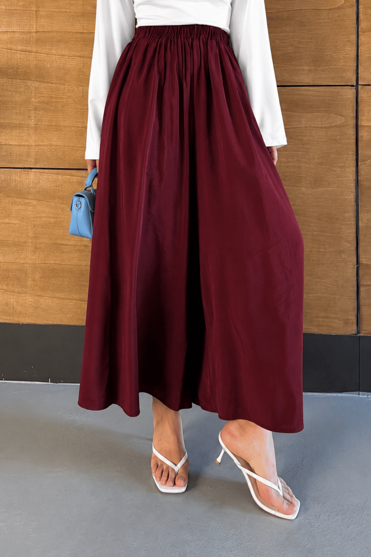 Mira Tensel Etek Görünümlü Pantolon - Bordo