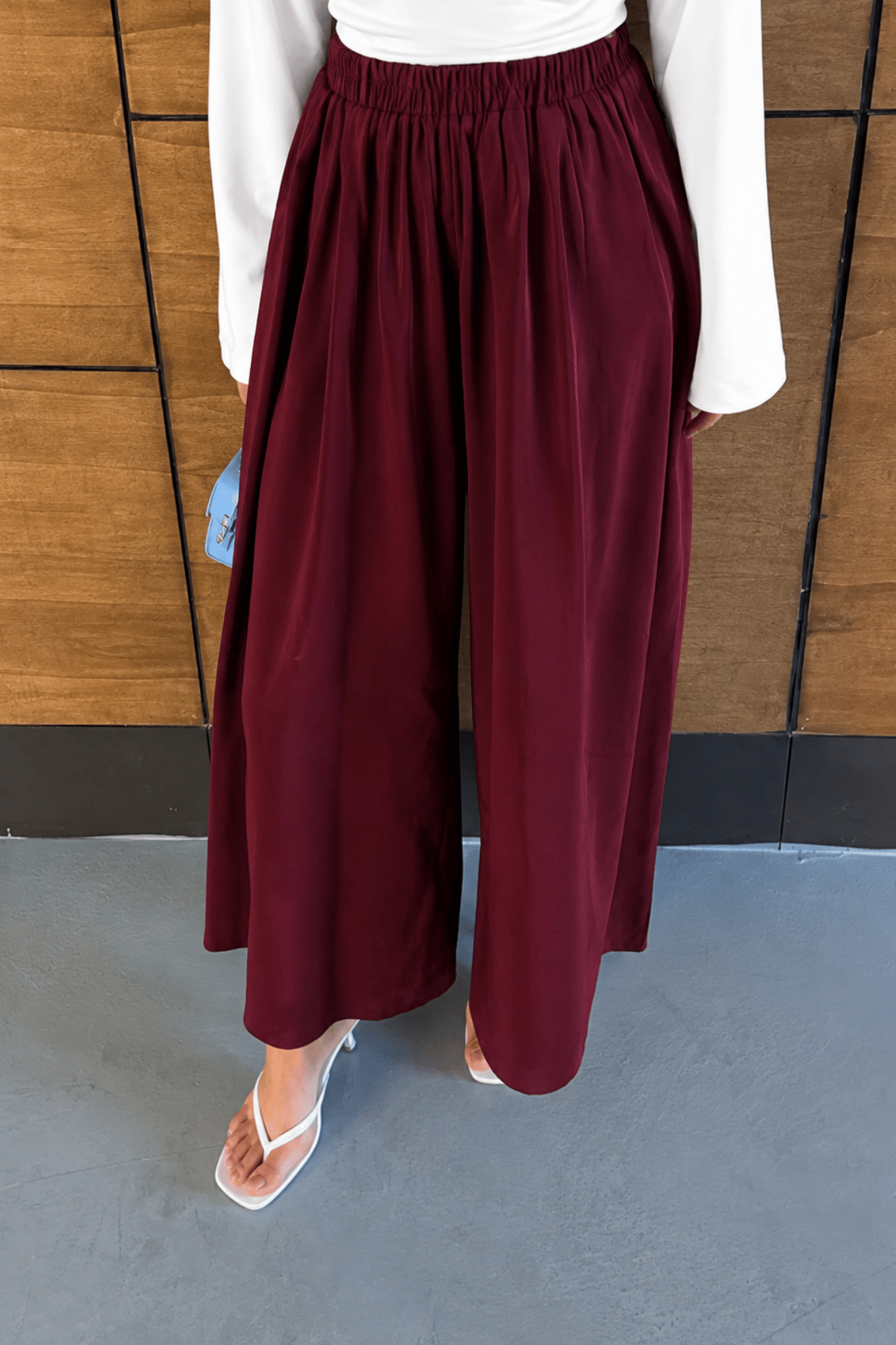 Mira Tensel Etek Görünümlü Pantolon - Bordo
