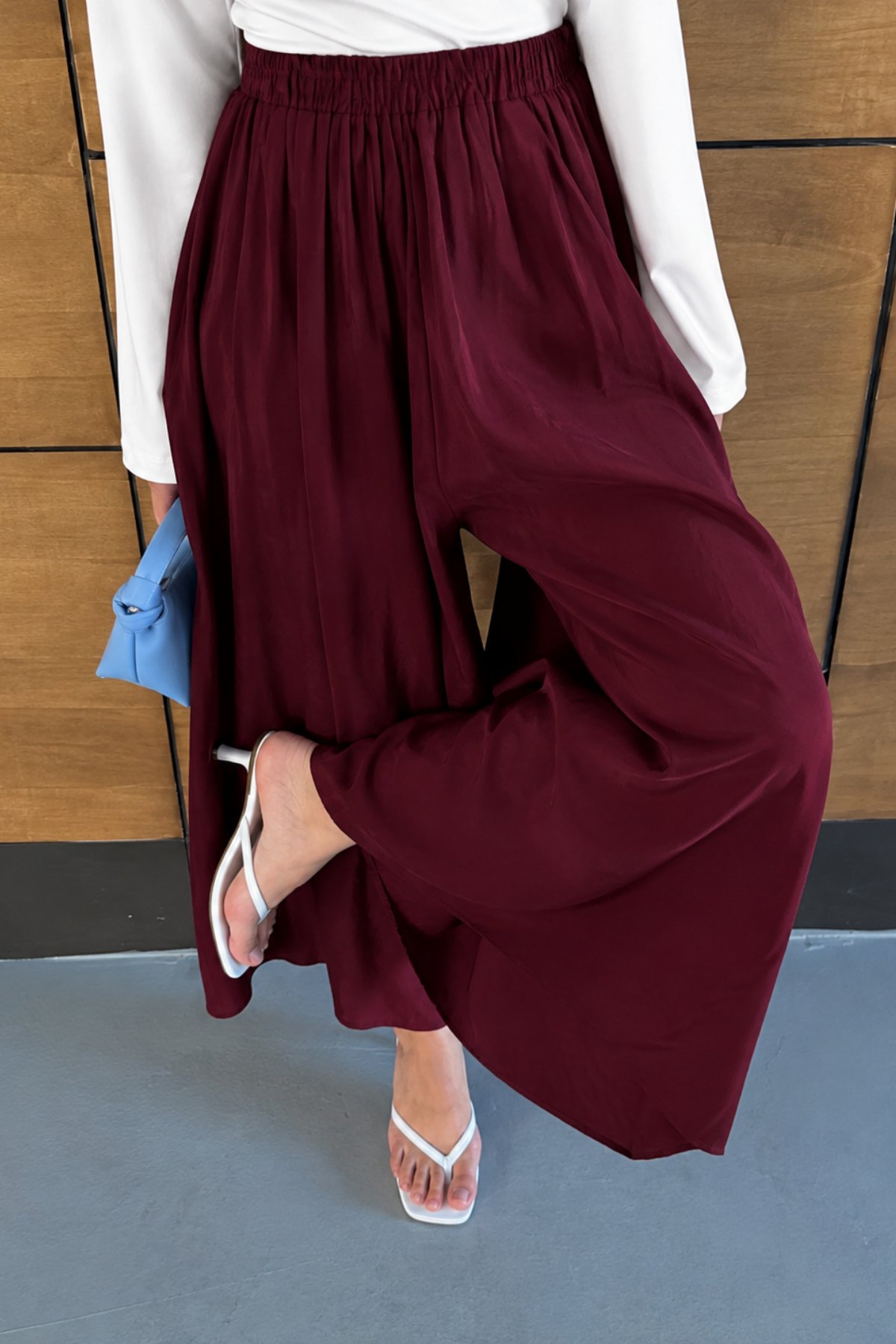 Mira Tensel Etek Görünümlü Pantolon - Bordo