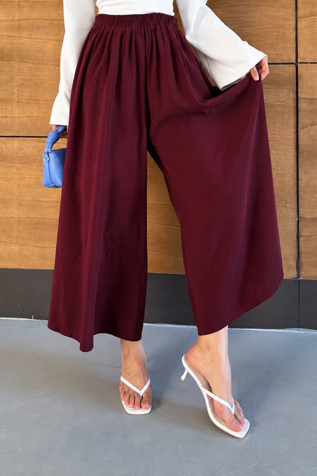 Mira Tensel Etek Görünümlü Pantolon - Bordo