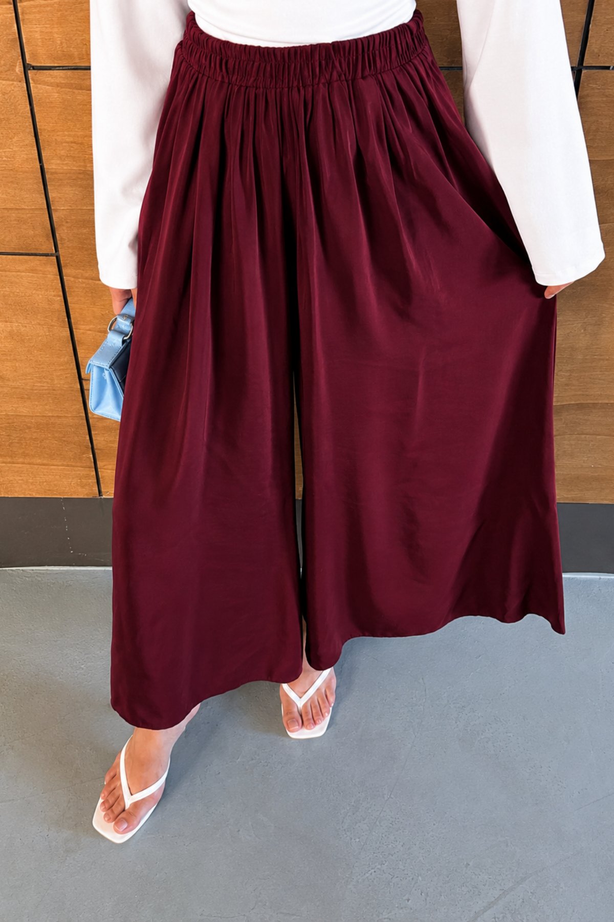 Mira Tensel Etek Görünümlü Pantolon - Bordo