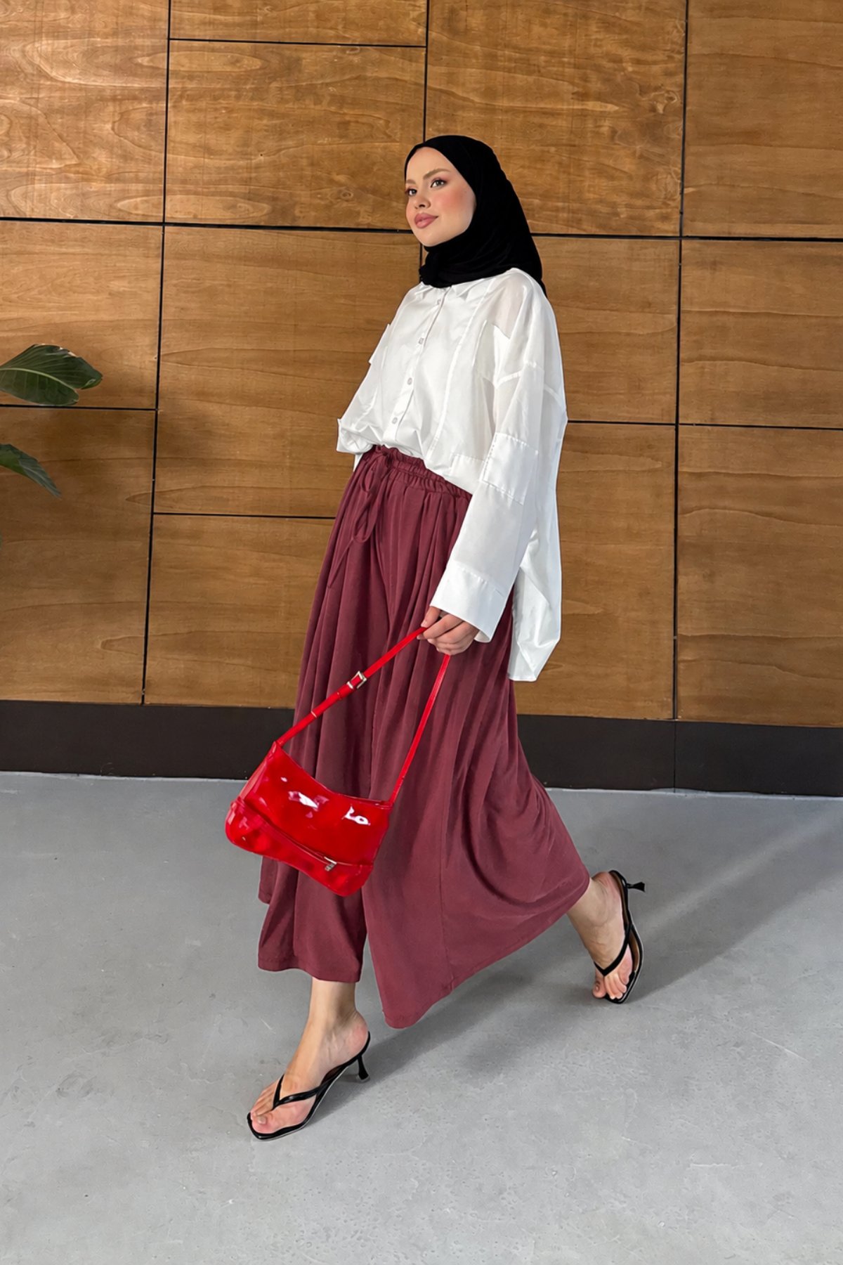 Osha Etek Görünümlü Pantolon - Bordo