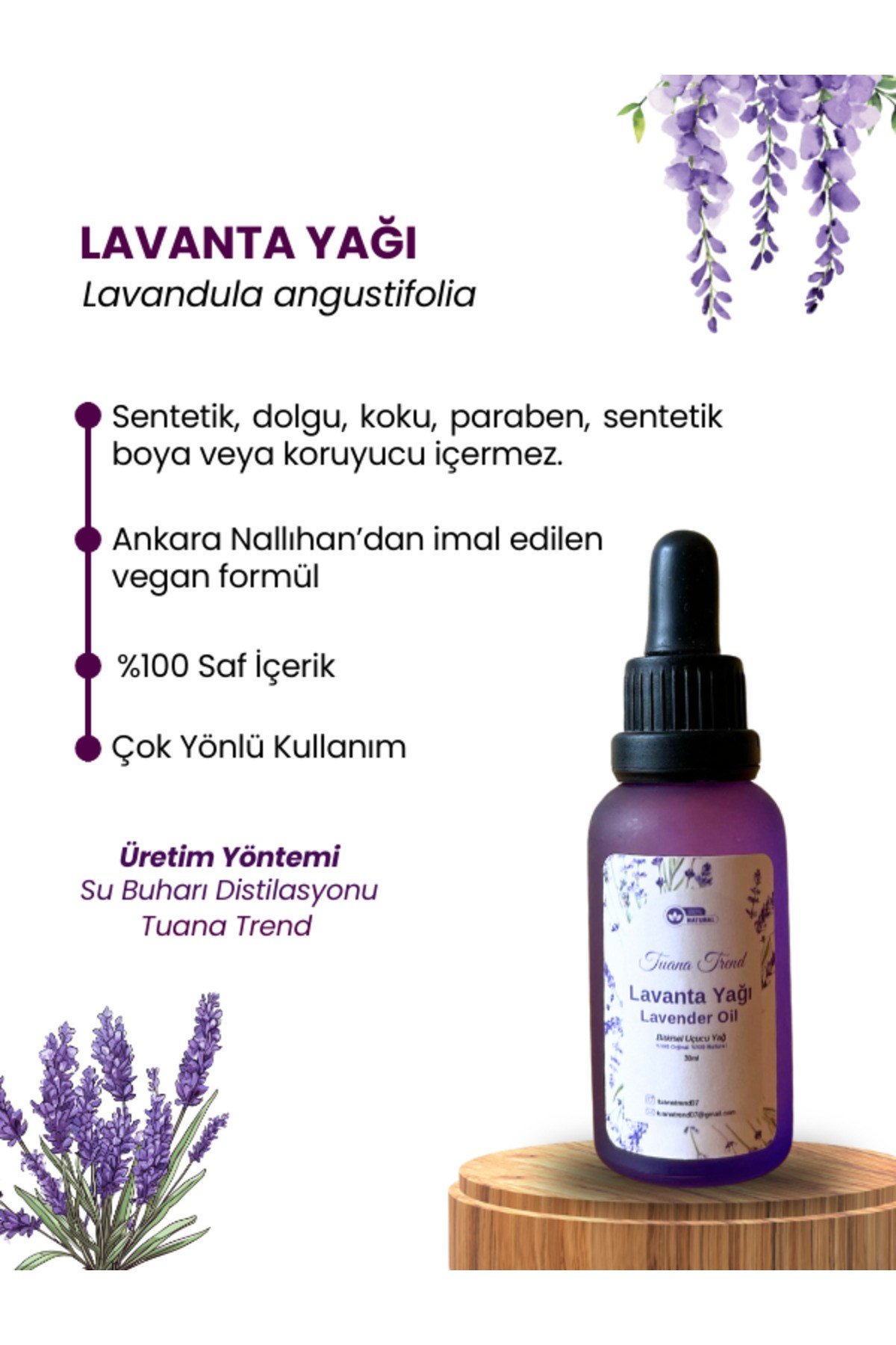 Ankara Nallıhan Tıbbi Lavanta Yağı %100 Saf Doğal Katkısız Lavanta Uçucu Yağ 10 ml Serum Şişesinde