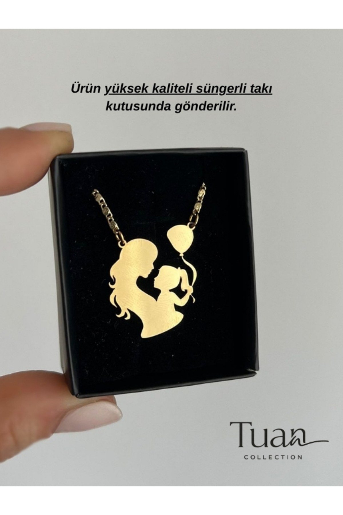 Anne Çocuk Kolye Gold Çelik Zirkon Altın Kaplama Kolye Anneler Günü