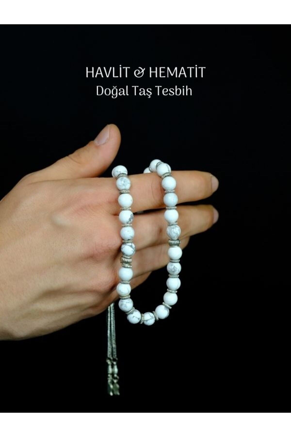Havlit Hematit Doğal Taş Tesbih Küre Kesim 8mm Doğal Taş Şifa Tesbihi