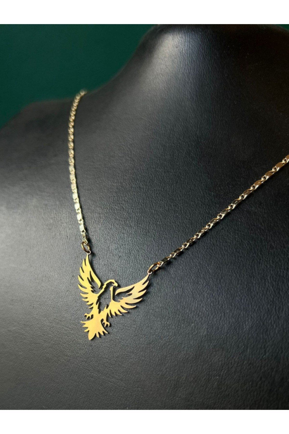 Kartal Figür Çelik Figür Zirkon Kaplama Zincir Kolye Kartal Gold Kolye