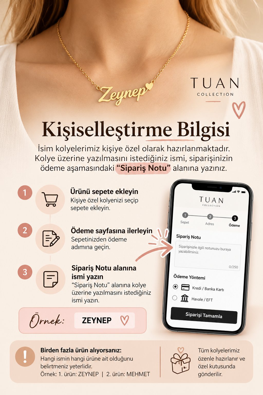 Kişiye Özel 4'lü İsim Kolye Özel Tasarım Yüksek Kalite Çelik Gold Renk Kişiselleştirilebilir Hediye