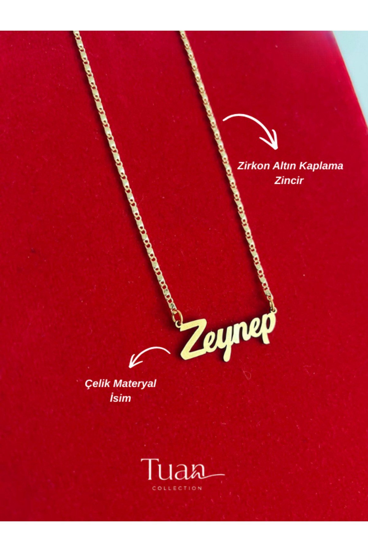 Kişiye Özel İsim Kolye Özel Tasarım Yüksek Kalite Çelik Gold Renk Kişiselleştirilebilir Hediye