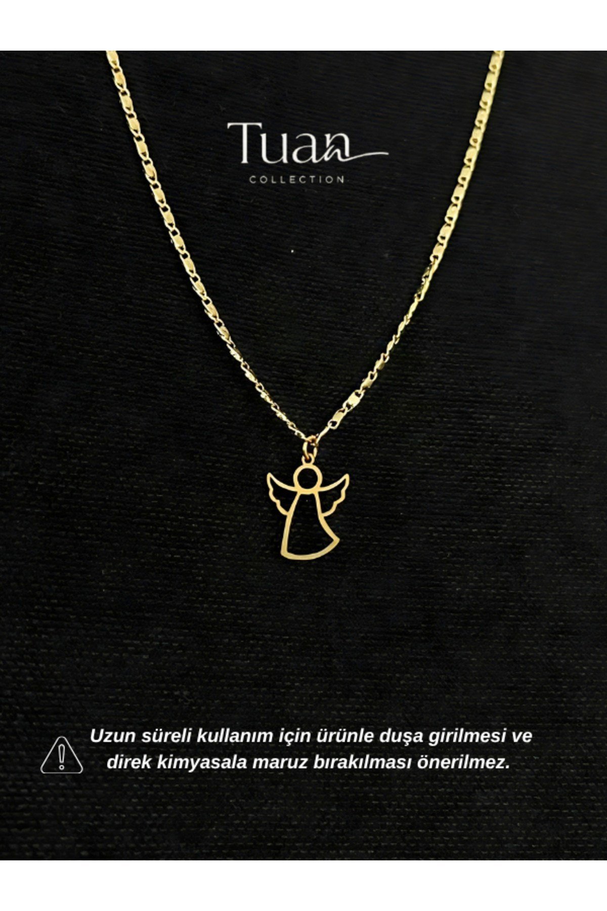 Melek Silüet Figür Gold Kolye Hediye Çelik Zirkon Melek Kolye