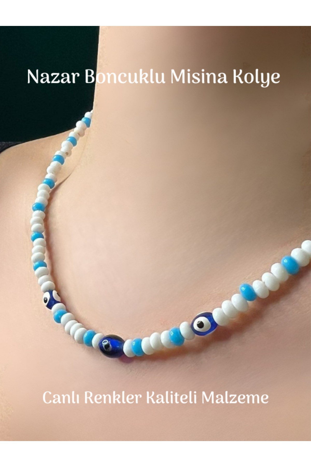 Nazar Boncuğu Detaylı Boncuk Kolye Kaliteli Misina Ayarlanabilir Uzunluk
