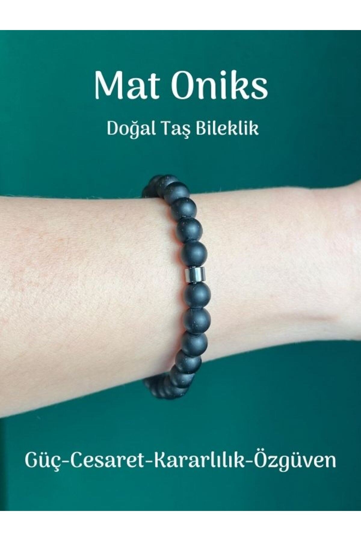 Oniks Doğal Taş Bileklik Nazar Depresyona Karşı Etki Denge Güç Taşı